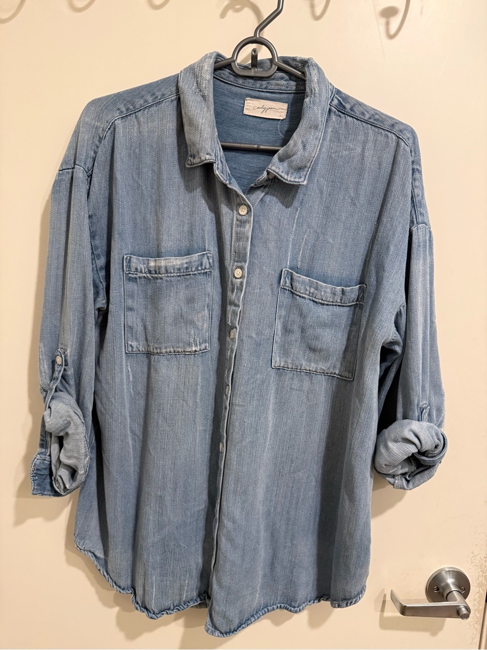 Carly Jean Los Angeles Light Blue Denim Button-Down Shirt